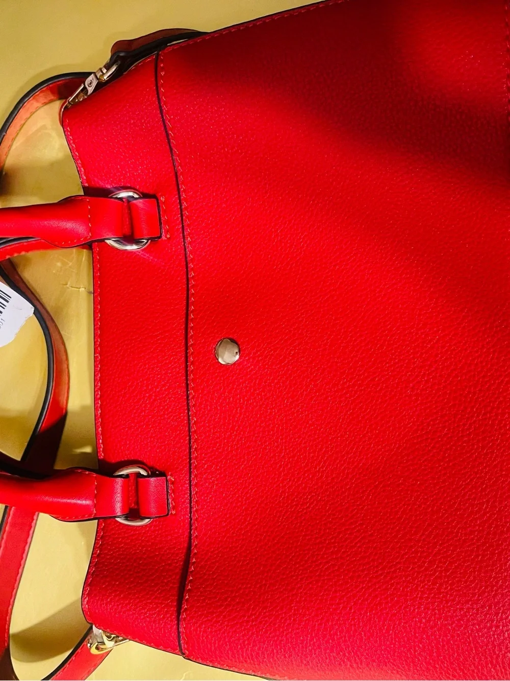 CÉLINE DION Red Pearl-Embellished Leather Satchel